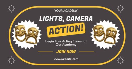 Promo of Acting Academy on Grey Facebook AD Design Template
