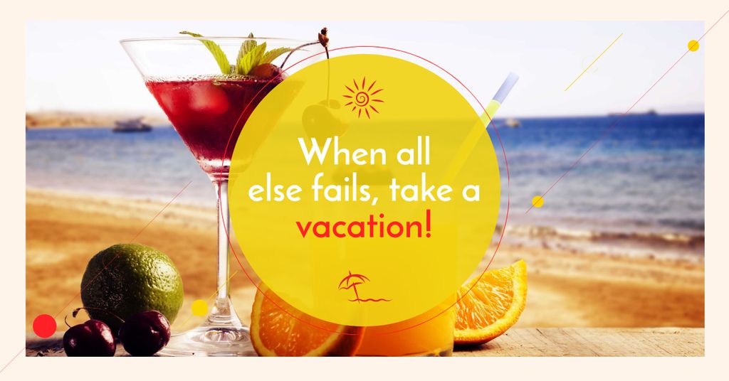 Summer cocktail on tropical vacation Facebook AD Design Template