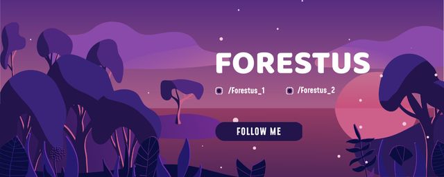 Magic Night Forest by the Ocean Twitch Profile Banner Design Template