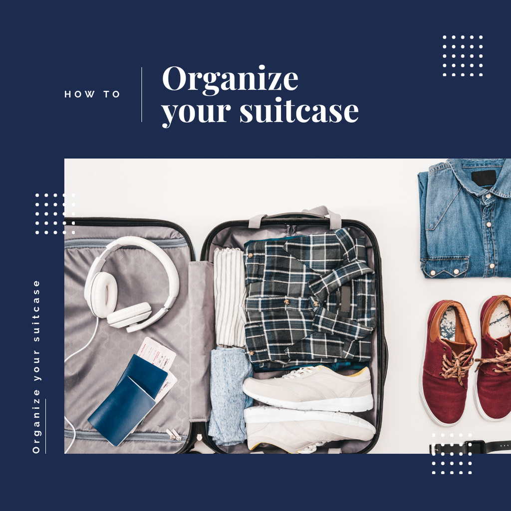Clothes in travel suitcase Instagram Πρότυπο σχεδίασης