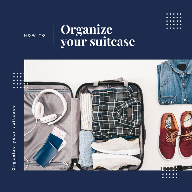 Designvorlage Clothes in travel suitcase für Instagram