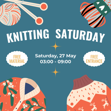 Knitting Event With Sweater And Free Materials Instagram Design Template