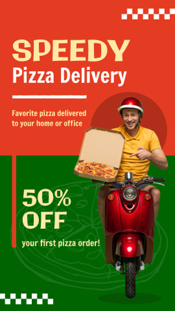 Designvorlage Speed Pizza Delivery Service With Discount Offer für Instagram Video Story