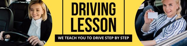 Highly Professional Driving Lesson Step By Step Offer Twitter Design Template