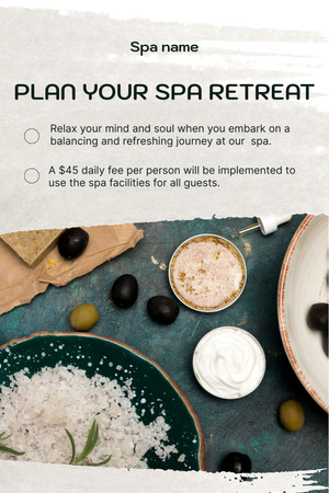 Spa Retreat Offer with Sea ​​Salt Pinterest Design Template