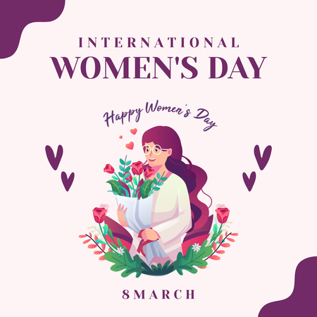 Modèle de visuel Femme heureuse à l'occasion de la Journée internationale de la femme - Instagram