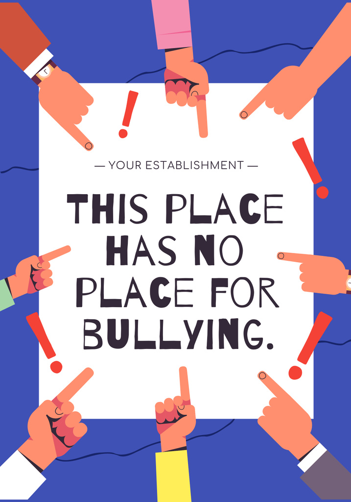 Awareness about Bullying on Blue Poster 28x40in Tasarım Şablonu