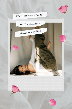 Beauty Inspiration with Young Girl and Pink Roses Pinterest Design Template