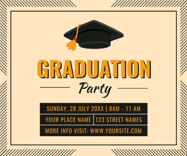 Platilla de diseño Graduation Party Announcement with Academic Cap Facebook