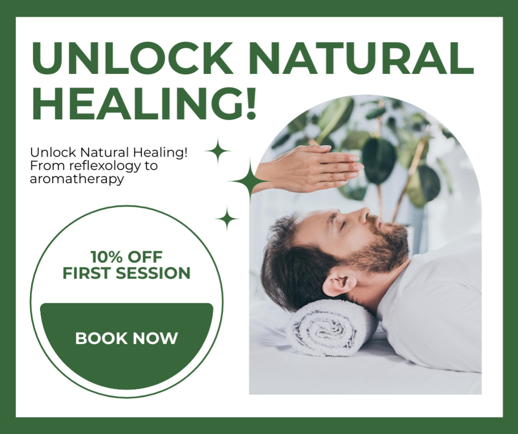 Discount On First Session Of Natural Healing Facebook Šablona návrhu