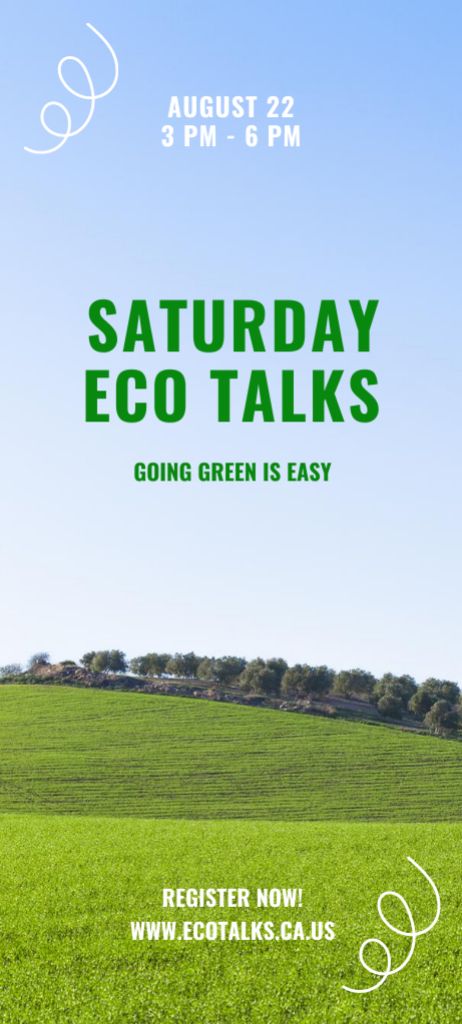 Ecological Event Announcement With Green Meadows Invitation 9.5x21cm Tasarım Şablonu
