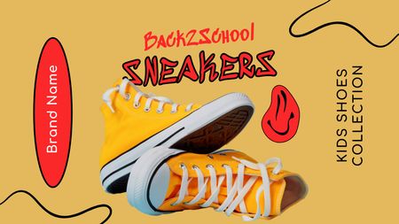 Template di design Offerta speciale Ritorno a scuola con scarpe da ginnastica Label 3.5x2in
