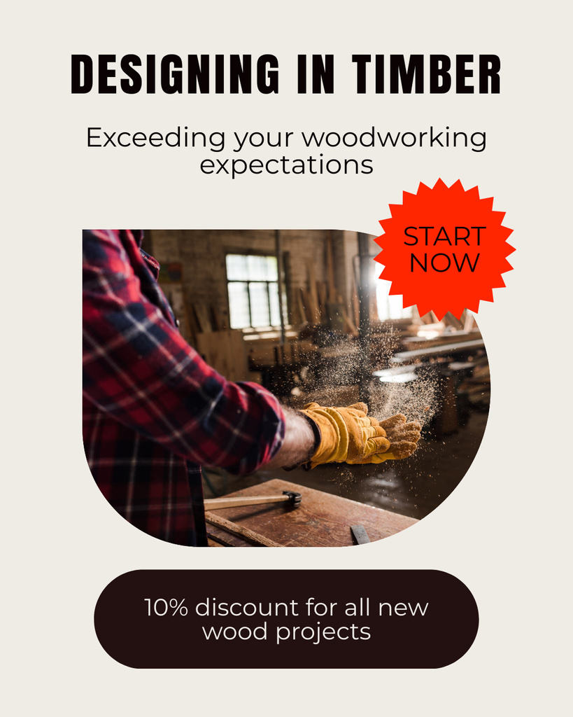 Services of Designing in Timber Instagram Post Vertical Modelo de Design