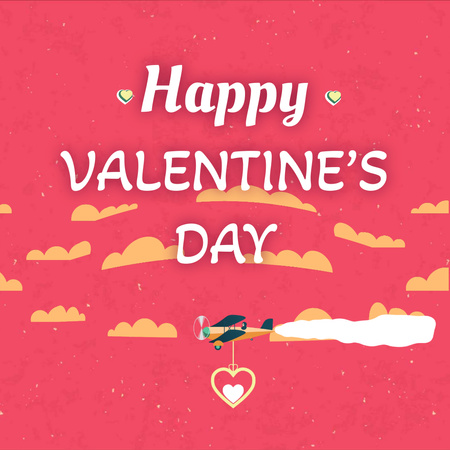 Plane carrying Valentine's Day Heart Animated Post Design Template