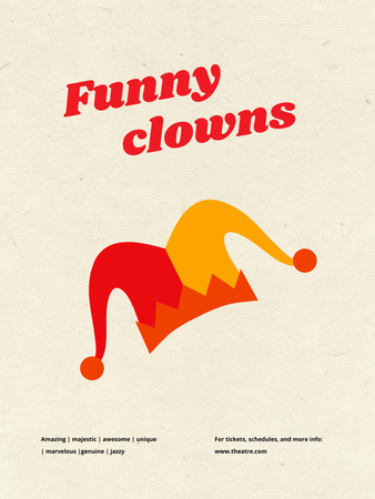 Анонс яркого циркового шоу в клоунской шляпе Poster US – шаблон для дизайна