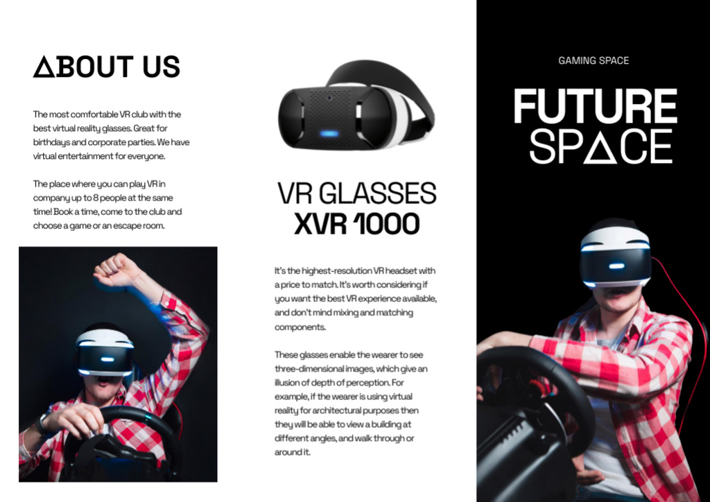 Girl in High Tech VR Glasses Brochure Din Large Z-fold Design Template