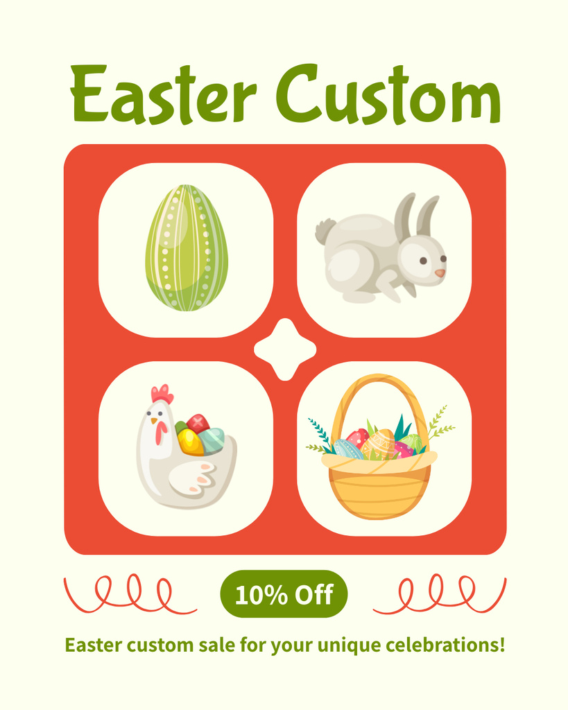 Easter Custom Items Ad with Creative Illustration Instagram Post Vertical Tasarım Şablonu