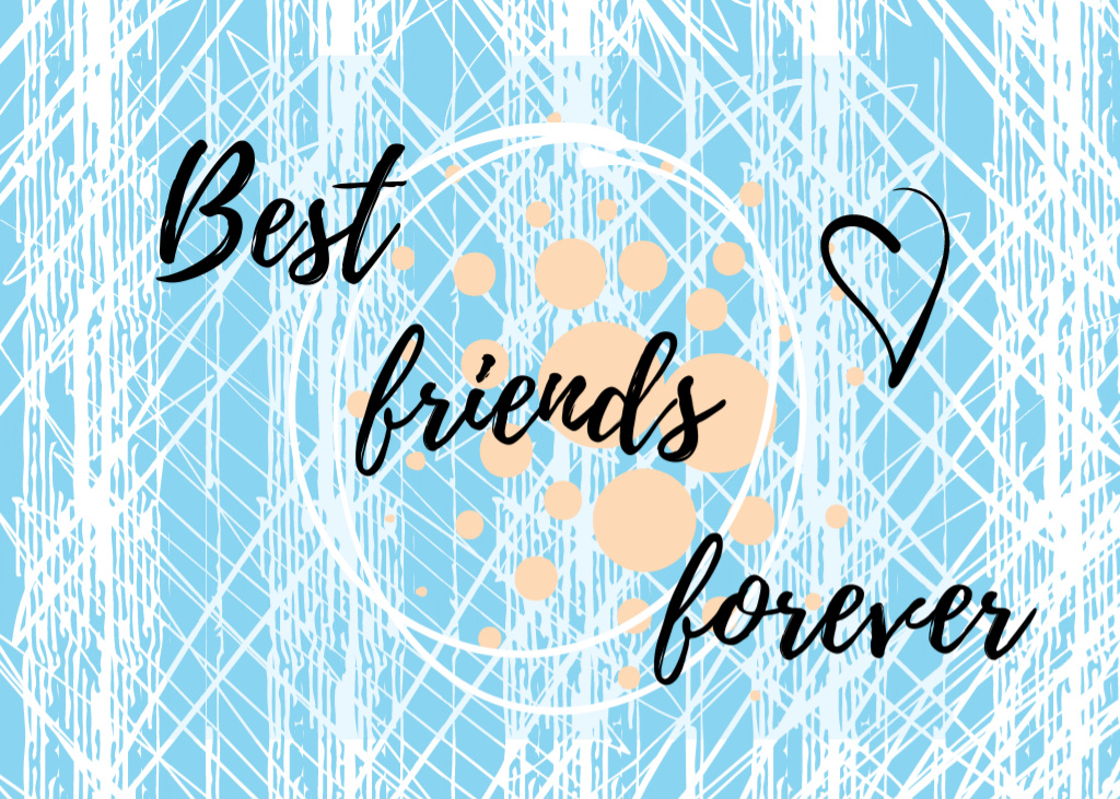 Best Friends Forever Words With Hearts In Blue Postcard 5x7in Design Template