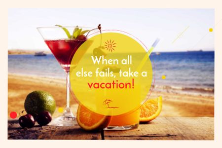 Designvorlage Summer cocktail on tropical vacation für Gift Certificate