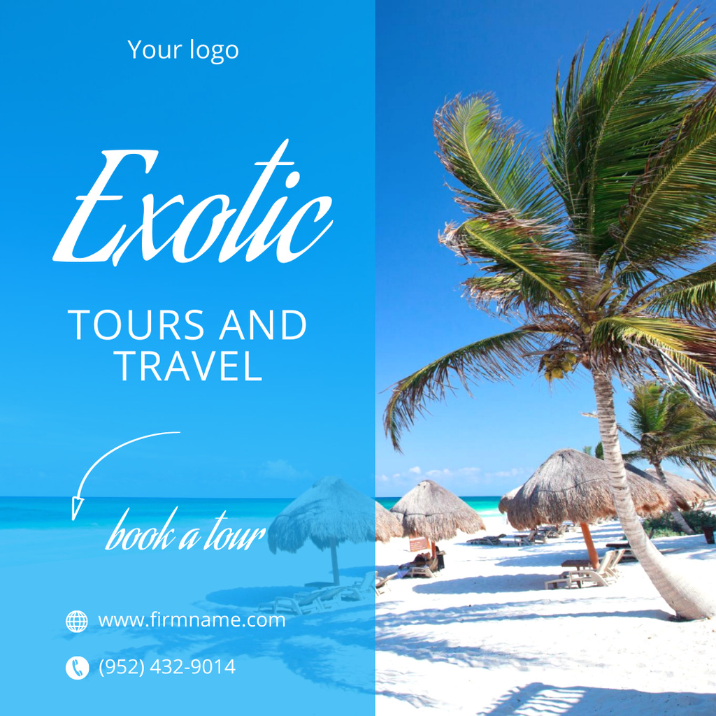 Exotic Seaside Vacations Offer With Booking Instagramデザインテンプレート
