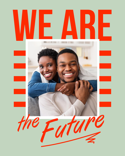 Ontwerpsjabloon van Poster 16x20in van Anti-Racist Quote And Happy African American Couple