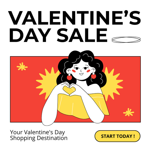 Valentine's Day Sale For Big Shopping Instagram AD Design Template
