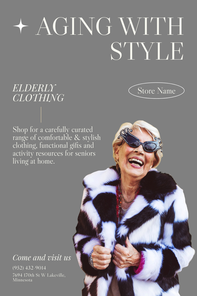Ontwerpsjabloon van Pinterest van Elderly Stylish Range Of Clothing Offer