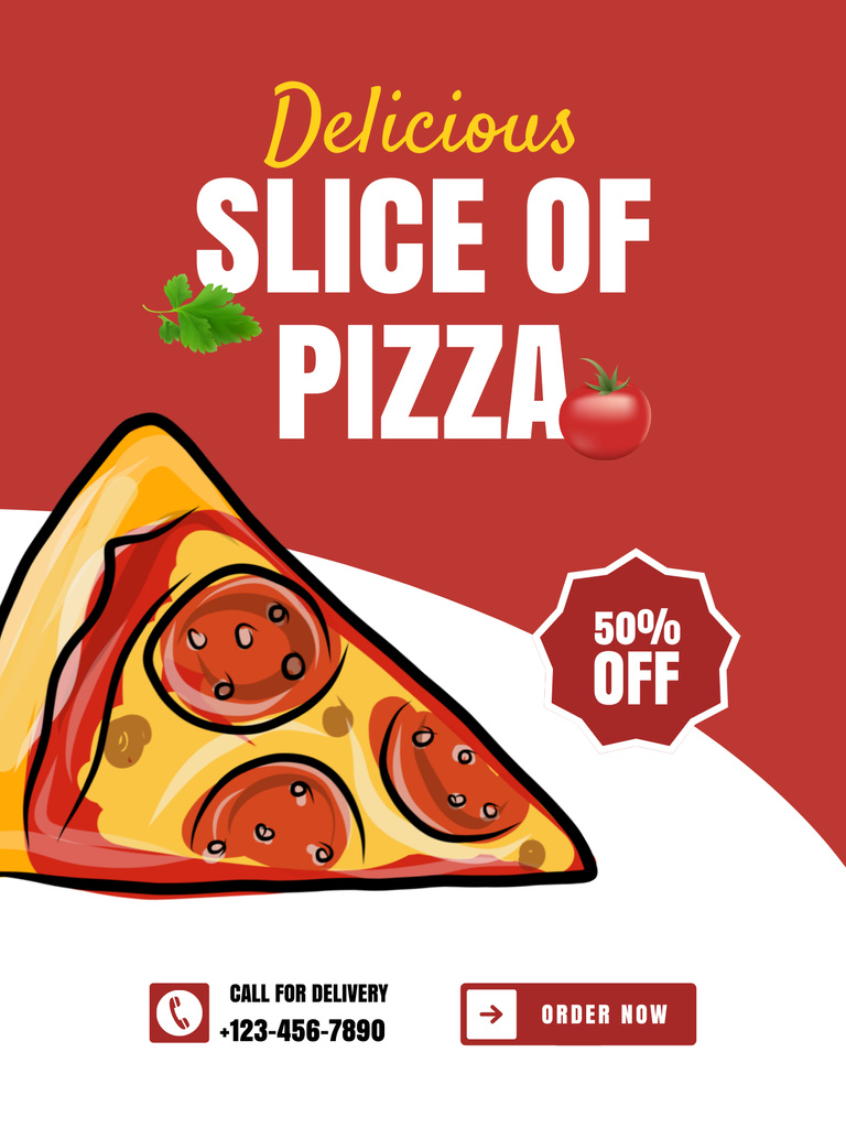 Offer Discounts on Slice Pizza Poster US Tasarım Şablonu