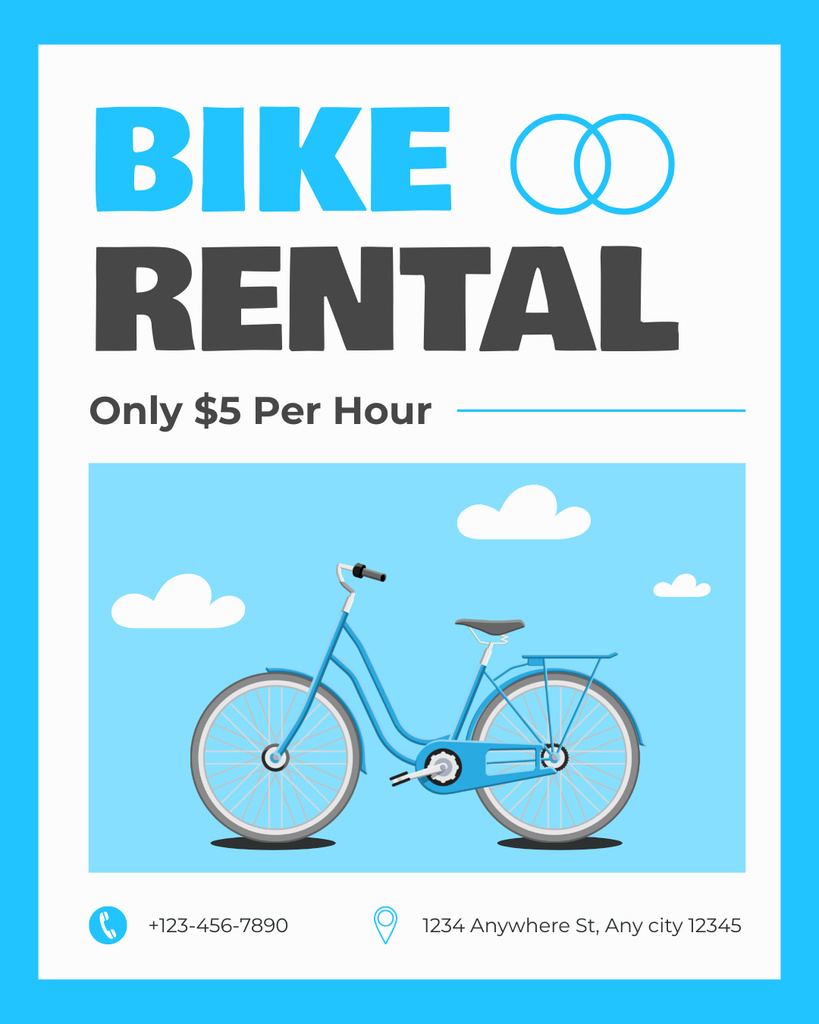 Modèle de visuel Rental Bikes Ad on Blue - Instagram Post Vertical