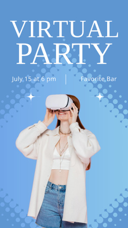 Girl in Virtual Party  Instagram Story Design Template