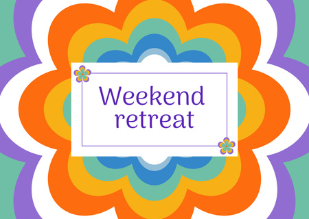 Weekend Retreat Announcement on Colorful Postcard Design Template