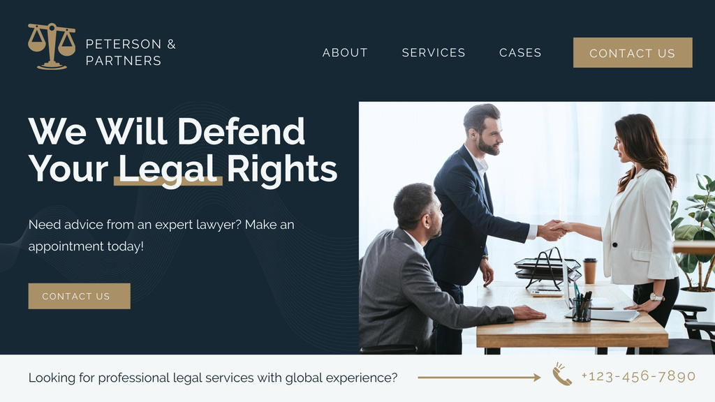 Plantilla de diseño de Law Firm Services Offer with Lawyers Title 1680x945px 