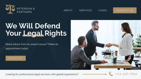 Law Firm Services Offer with Lawyers Title 1680x945px Design Template