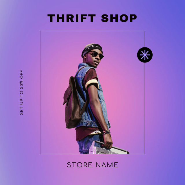 Template di design African american boy for thrift shop Instagram