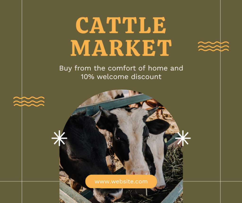 Ontwerpsjabloon van Facebook van Cattle Market Offers on Green