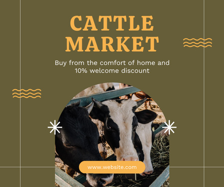 Cattle Market Offers on Green Facebook Design Template
