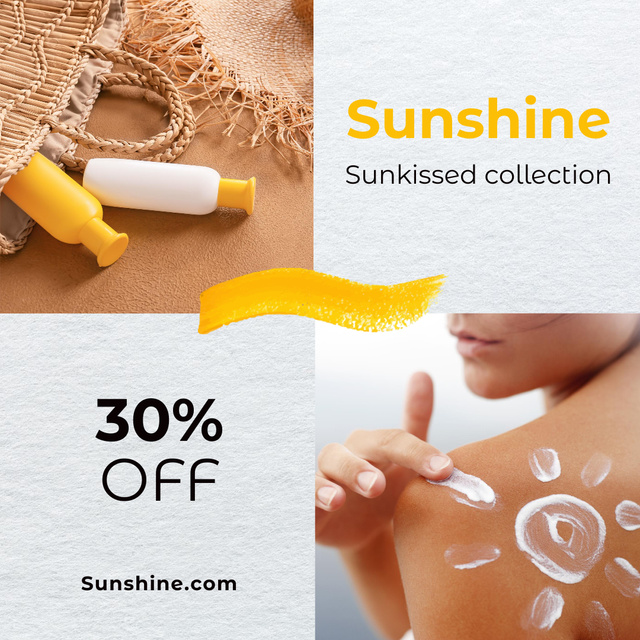 Skincare Ad with Sunscreen Cosmetics Instagram Design Template