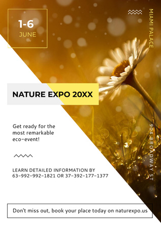 Nature Expo Announcement with Blooming Daisy Flower Flyer A7 Modelo de Design