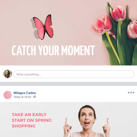 Shopping Offer with tulips Animated Post Design Template