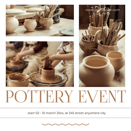 Collage with Invitation to Pottery Event Instagram Design Template