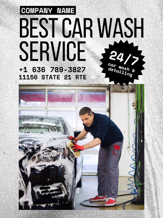 Designvorlage Anzeige von Best Car Wash Service für Poster US