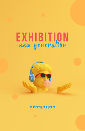 Exhibition announcement with funny sculpture Flyer 5.5x8.5in Design Template
