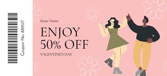 Template di design Enjoy Valentine's Day Discount Coupon 3.75x8.25in