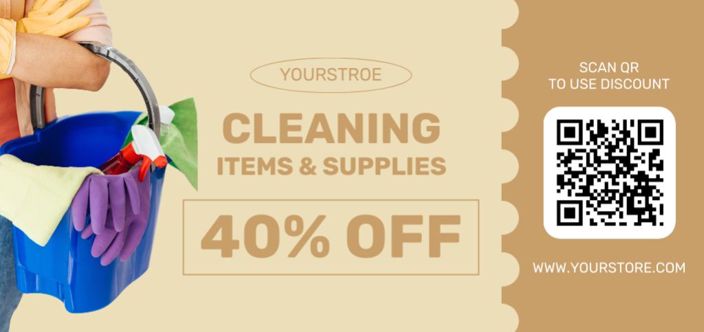 Cleaning Items and Supplies Sale Announcement Coupon Din Large – шаблон для дизайну