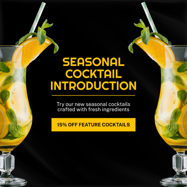 Ontwerpsjabloon van Instagram van Refreshing Tropical Cocktail Collection Offer