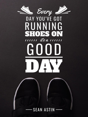 Ontwerpsjabloon van Poster US van Sports Inspiration Quote with Pair of Athletic Shoes