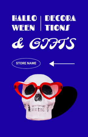 Funny Halloween's Skull in Sunglasses Flyer 5.5x8.5in Design Template