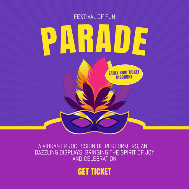 Vibrant Festival Fun Parade With Masks Animated Post Tasarım Şablonu