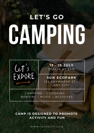 Designvorlage Gehen Sie Camping-Plakat für Poster