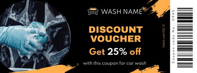 Discount Voucher on Car Wash on Black Coupon Design Template
